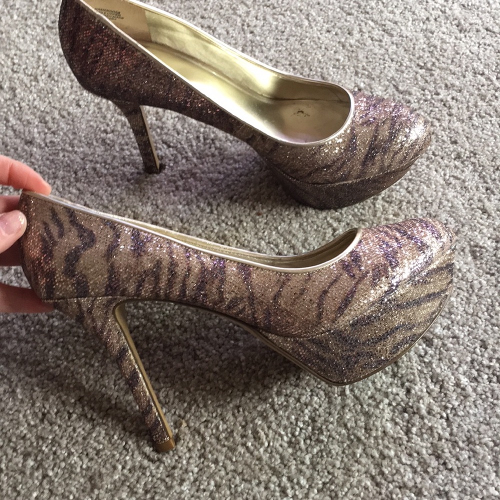 Nine West sparkly tiger stripe platform high heels